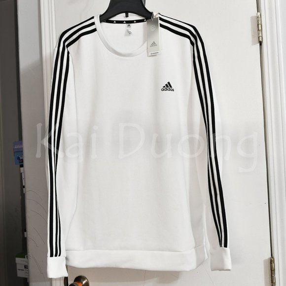 Adidas Men’s Crew Neck Sweatshirt WHITE - Picture 4 of 9